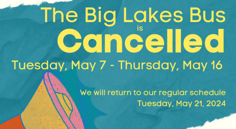 Big Lakes Bus cancelled May 7 16